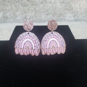 Elegant Pink and Gold Earrings Mama Rainbow Glitter